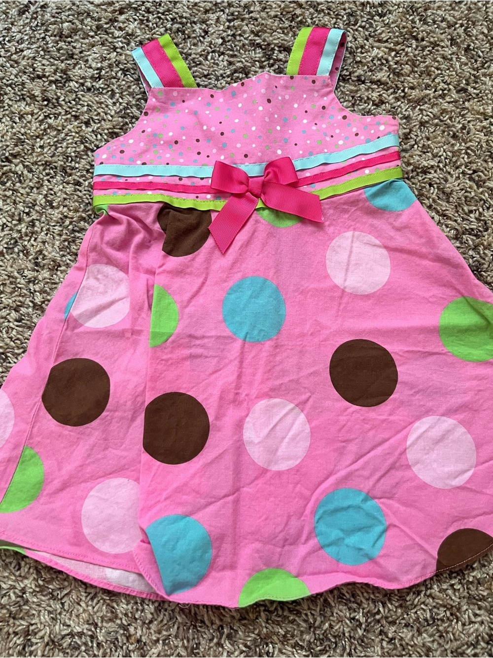 Chantilly Place pink polka dot little girl's dress - birthday, Easter, girly